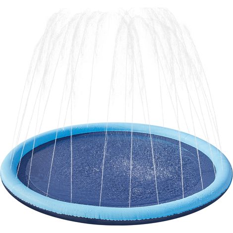 Yaheetech Piscine pour Chien Piscine à Jets d'eau pour Chien Piscine d'arrosage Pliable Antidérapante Bleu 170 x 8,5cm