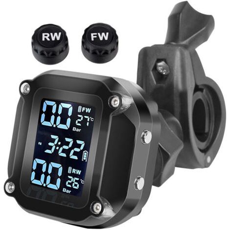 Système de surveillance de la pression des pneus de moto étanche 7 modes d'alarme sans fil TPMS Réveil automatique et sommeil Port de charge magnétique avec 2 capteurs externes (1/4)