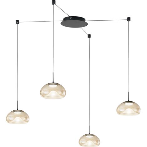 Lampadario Collezione BRENA 4 luci metallo vetro cognac dimmerabile elegante (1/4)