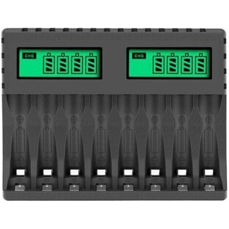 8 Slots Smart Battery Charger with LCD Display for AA/AAA NiCd NiMh Rechargeable Batteries, AA AAA Battery Charger (1/4)
