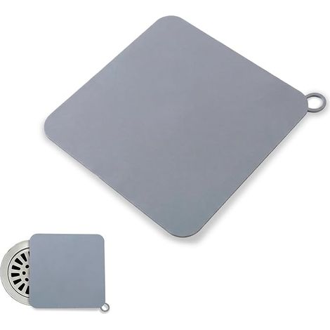Bonde Douche et Bouchon Douche Anti-Odeur en Silicone 20x20 cm, 1 Pièce Siphon Carré pour Douche, Cuisine, Salle de Bain et Toilettes (Gris) (1/5)