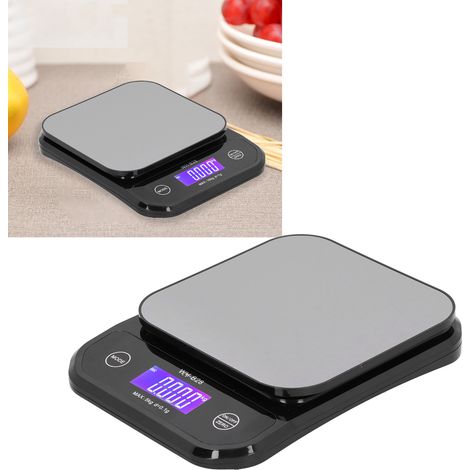 Wasserdichte elektrische Küchenwaage, wiederaufladbar über USB, 5 kg/0,1 g, schwarz, mit USB-Ladefunktion. (1/5)