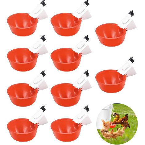 10 abbeveratoi automatici per polli, adatti a sistemi di alimentazione automatica per pollame, polli, anatre, oche, tacchini e quaglie. (1/4)