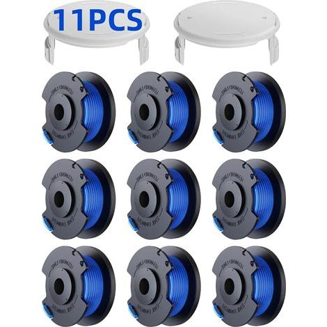 11 Pack Bobine Fil Coupe Bordure remplacements pour Ryobi One + AC14RL3A 18v 24v 40v Coupe Bordures, Bobine Ø 1,6mm, Longueur 30,17m (9 Bobine Fil Coupe Bordure,2 Couvercle) (1/5)