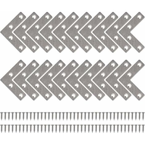 20 Pcs Flat Straight Brackets L Shaped Metal Brackets with Screws 8080mm (1/5)