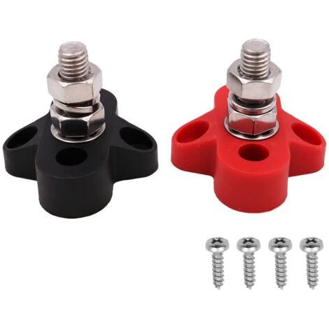 QORVA-1 paire de borniers de barre de bus,goujon d'alimentation isolé, jeu de bornes de jonction de batterie M8,boulon unique pour camions 12-48 V,camping-cars,bateaux - rouge noir