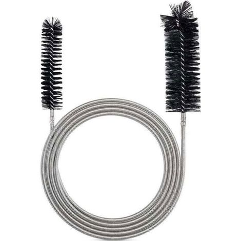 Brosse de nettoyage pour tuyaux - MICH - Tête à double poils - 200 cm - Noir - Flexibilité supérieure - Acier inoxydable (1/4)