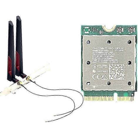 Carte Wi-Fi sans fil tri-bande QCNCM865 avec Bluetooth 5.4, adaptateur réseau sans fil tri-bande 2,4 GHz/5 GHz/6 GHz, compatible Windows 11, antenne unique WHBYV (1/4)