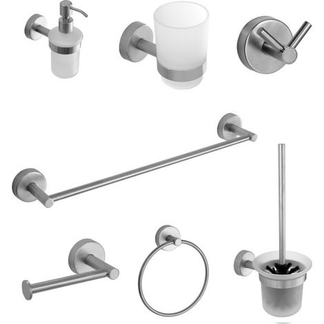Set 7 pezzi Accessori Bagno in Acciaio inox Aisi 18/10 ''Uno Satine'' (1/5)