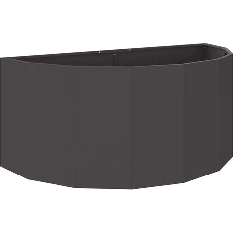 Jardinière demi-ronde moderne extérieur 120 x 60 x 50 cm finition mate en acier noir (1/5)