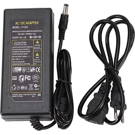 Alimentation 12 V 5 A, transformateur CA 100-240 V vers CC 12 V 60 W avec prise européenne, adaptateur 12 V pour rubans LED 5050 et 3528, éclairages LED (1/5)