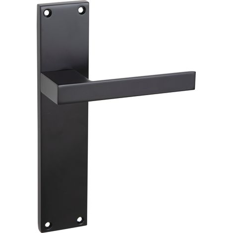 Manilla zamak negra placa rectangular para puertas interior 230x50mm (1/5)