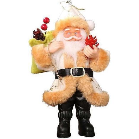 Weihnachtsmannfiguren, Weihnachtsdekoration, die den stehenden Weihnachtsmann darstellt, beige Dekopuppe für Weihnachtsfeiern (1/3)