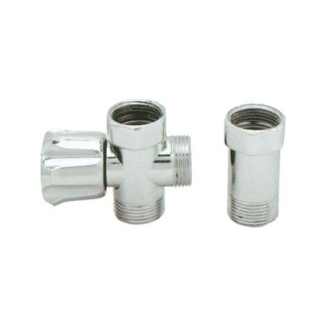 RUBINETTO A VITE 3 VIE X LAVATRICE + DISTANZIATORE - OTTONE CROMATO 3/4MMF- 2 pezzi