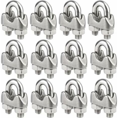 Lot de 12 serre-câbles inox pour câble métal diamètre 4mm (M4) (1/5)