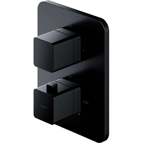 OMNIRES Parma - Unterputz-Thermostatarmatur, für 2 Verbraucher, mit Einbaukörper, schwarz matt PM7436BL (1/3)