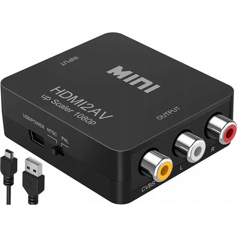 Adattatore convertitore da HDMI 1080p a AV 3xRCA CVBS RCA (1/5)