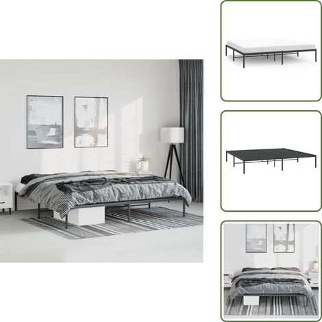 Cama de acero - vidaXL Estructura de cama sin colchón metal negro 193x203 cm - Cama de invitados