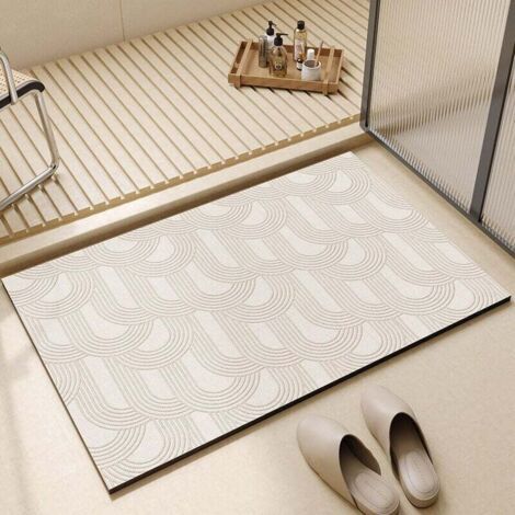 QORVA-Absorbant Tapis Salle de Bain/Diatomite Microfibre Tapis de Bain/Tapis de sol de salle de bain super absorbant à quatre couches pour Portes de Salle de Bain,Lavable Tapis de Bain(Version amélior (1/3)