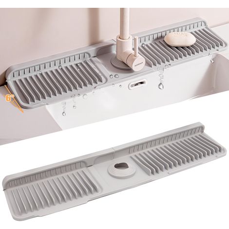 Tapis de Robinet en Silicone, Protection Anti-Éclaboussures pour Évier de Cuisine,Tampon de Séchage pour Comptoir de Cuisine et Salle de Bain (1/5)