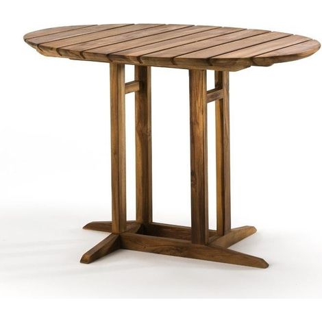 Table à manger ovale bois de teck naturel Laza 100 cm