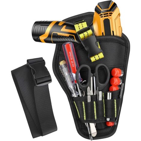 Ceinture Porte Outil, Outil holster ceinture avec Ceinture Ajustable et Boucles Ouvertes pour Ranger les Outils et Perceuse