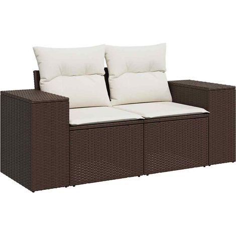 Maison Exclusive - Gartensofa mit Kissen 2-Sitzer Braun Poly Ratt