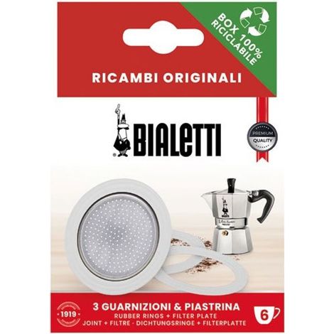 Filtro + 3 juntas para cafetera italiana de 6 tazas - Bialetti