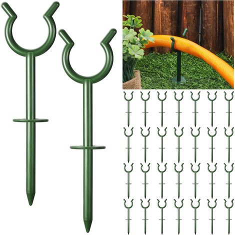 Lot de 20 supports de guidage pour tuyau d'arrosage (3/4 po) – Piquets de guidage décoratifs pour extérieur, pour protéger la pelouse (1/5)