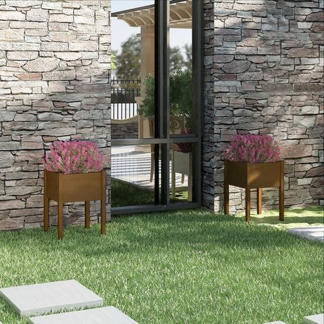 Lot de 2 Jardinières,Bac à fleurs Marron miel 50x50x70 cm Bois de pin massif -58764 (1/5)