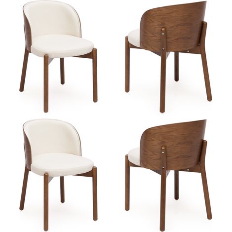 Set di 6 sedie da pranzo in legno, rivestimento in lino, color noce (1/5)