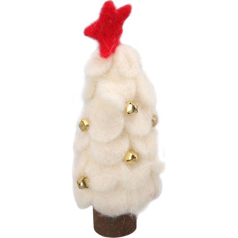 Sapin de Noël en feutrine de laine et bois, petit sapin de Noël blanc à exposer à la maison ou à la fenêtre.