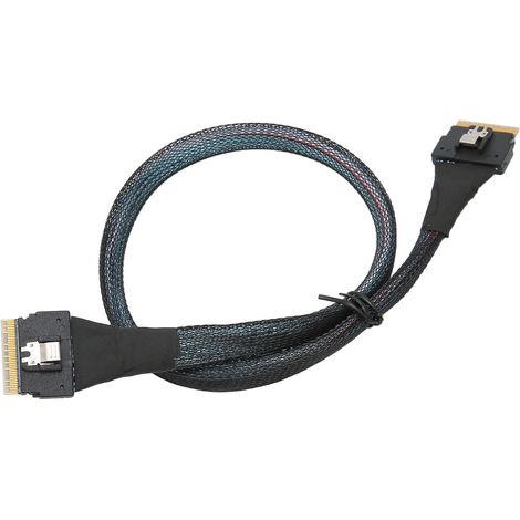 Câble de transmission de données Slim SAS SFF-8654 8i vers SFF-8654 8i 24 Gbit/s SAS 4.0 30 AWG, câble adaptateur de 0,5 m / 0,5 yd (1/5)