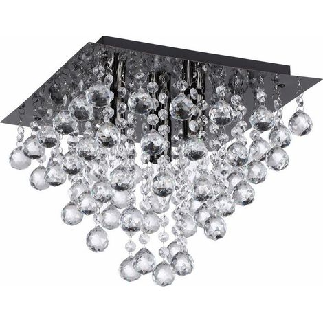 Plafonnier noir carré glamour cristal 3xE14 40W Reality (1/3)
