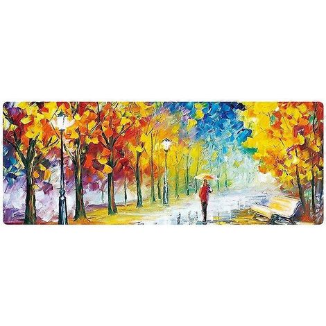Tapis de souris grand format à motif de feuilles d'automne (400 x 900 x 3 mm) - Peinture à l'huile (1/2)