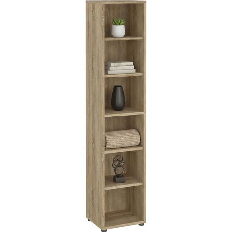 Dmora - Bücherregal Pabuk, Büroregal, Mobiler Buchhalter, Bücherbrett, 47x40 h222 cm, Eiche