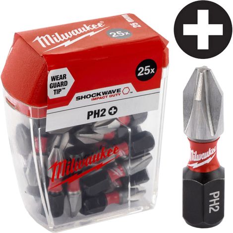 (z) Paquete a granel BIT SHOCKWAVE PH2 25mm (25 uds.)