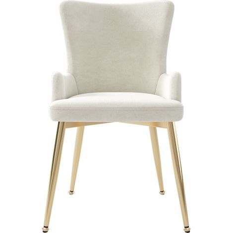 Set di 4 sedie da pranzo in velluto beige con gambe in metallo dorato MODENUIT (1/5)