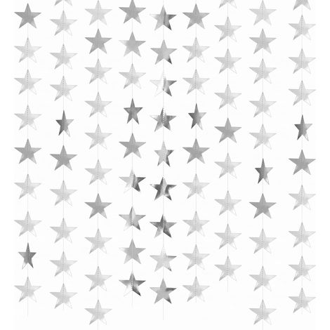 4 M Argent Guirlande Etoile, Guirlande Etoile Paillette Coloré (1/5)