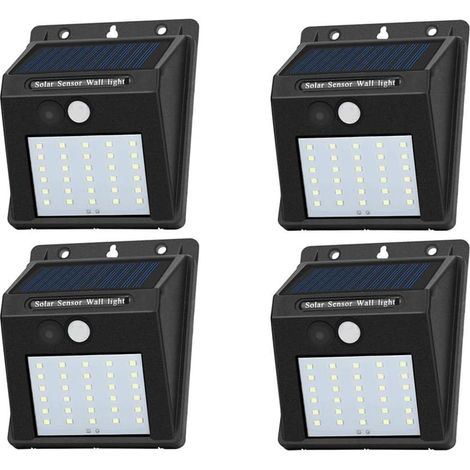 Lampes solaires extérieures à détecteur de mouvement, 30 LED, pour clôture, terrasse et jardin, avec allumage/extinction automatique. (1/5)