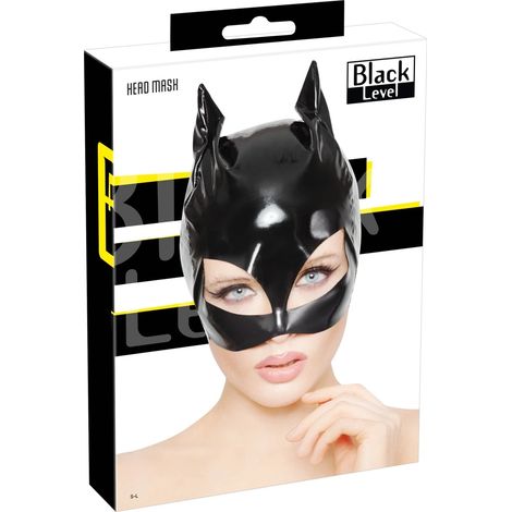 Black Level - Maschera in vinile con orecchie da gatto, nera, taglie S-L (1/5)