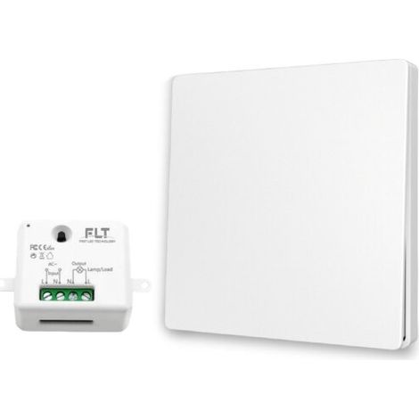 Interrupteur va-et-vient sans fil prêt à poser – 1 bouton poussoir – Relais récepteur radio pour installation rapide – Écologique et sans pile (1/5)