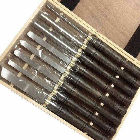 8Pcs Wood Lathe Chisel Set,Wood Chisel Turning Set,High Speed Steel For Wood Turning,Slant Wood Gouge Turning Tools With And Wooden Case (1/5)