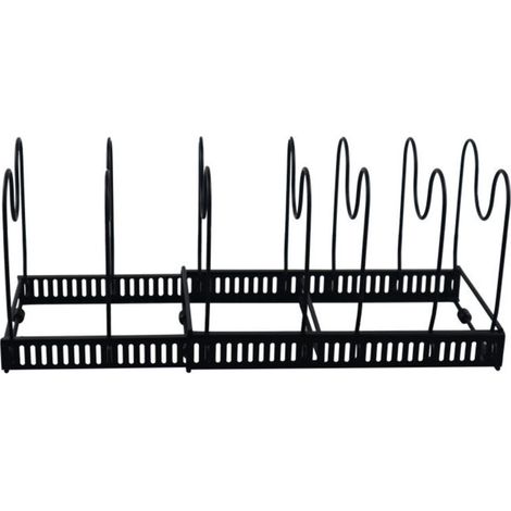 Range-casseroles Réglables, Rangement Couvercle Casserole Support en Acier Inoxydable Rangement Cuisine avec 10 Compartiments Convien pour Couvercle Poêles, Organiseur Casseroles181830cm noir