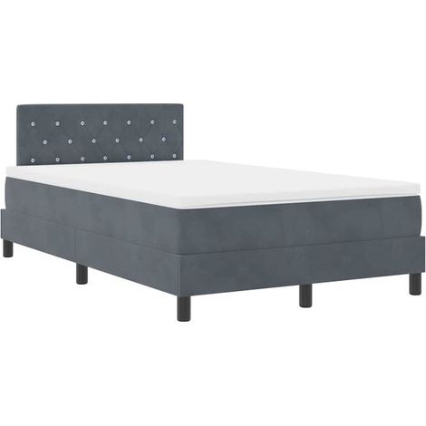 Matelas à ressorts LED, avec matelas, gris foncé, 120 x 190 cm, tissu velours. (1/5)