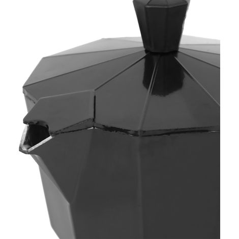 Cafetière italienne en aluminium de 300 ml (6 tasses) avec accessoires pour le bureau et la maison, couleur noire. (1/5)