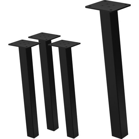 ML-Design 4er Set Tischbeine schräg H:42 cm, Schwarz glänzend, aus pulverbeschichtetem Stahl, eckig, Profil 4x4 cm, I-Form, Möbelfüße Metall 96° Neigung, Tischfüße Möbelbeine für Couchtisch, Sitzbank (1/5)