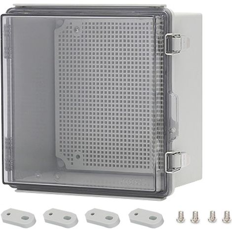 Coffret Electrique Etanche Exterieu,Boîte De Dérivation Electrique,Boitier Electrique Étanche Avec Couvercle à Charnière,Ip67 Boîte De Jonction En Plastique Abs,Gris Porte Transparente(210x210x140mm) (1/5)