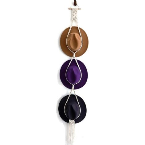 Cintre pour Chapeau en Macramé, Porte-Chapeaux, Rangement de Chapeaux à Large Bord, Support Mural Porte Chapeaux, Porte Chapeaux Mural, Décorer les M (1/5)