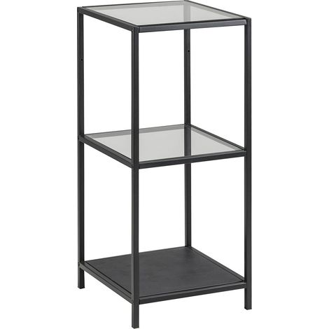 Bibliothèque avec 2 Étagères, Étagère en Métal et Verre de Style Industriel, Étagère de Rangement pour le Salon, Facile à Monter, H : 82, 5 x L : 35 x D : 37 cm (1/5)